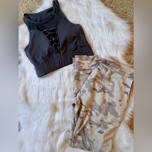 MonoB Dark Gray Bra Top and Camouflage Joggers